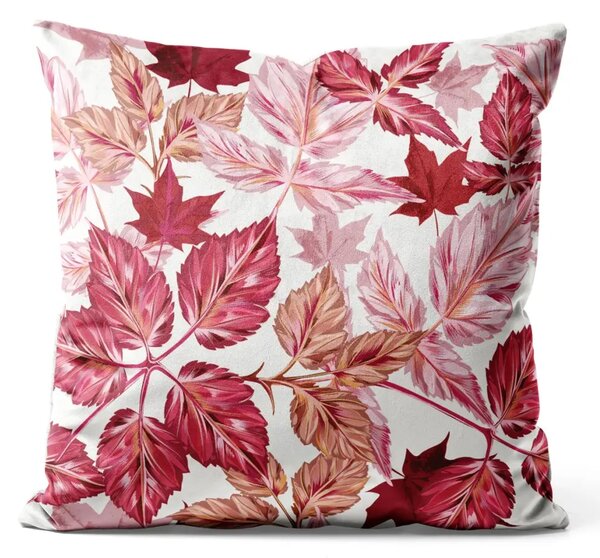 Cuscino in velluto Foglie d'autunno - acero rosse, bianco