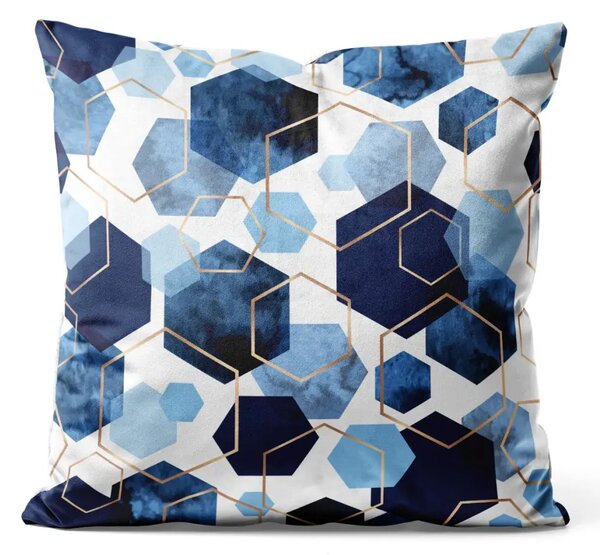 Cuscino in velluto Esagoni eleganti - motivi geometrici su sfondo bianco