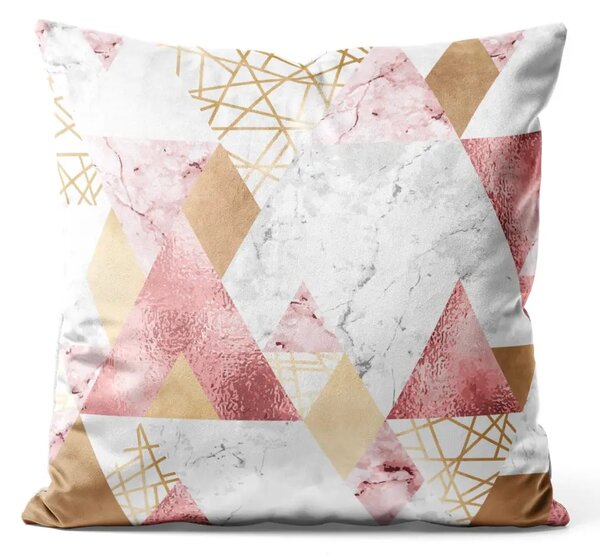 Cuscino in velluto Patchwork geometrico - triangoli marmo oro