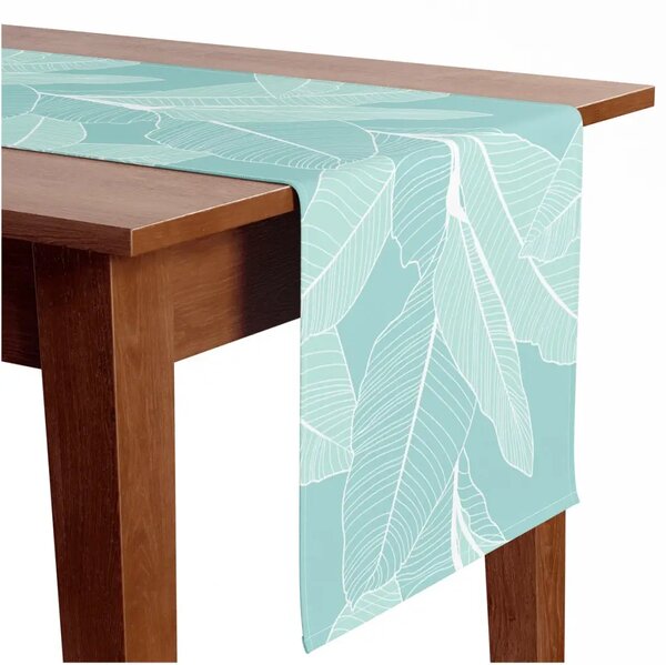 Runner tavolo Ficus refreshment - composizione botanica glamour con motivo bianco