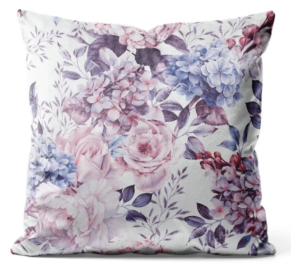 Cuscino in velluto Composizione primaverile - fiori nei toni del rosa e del blu