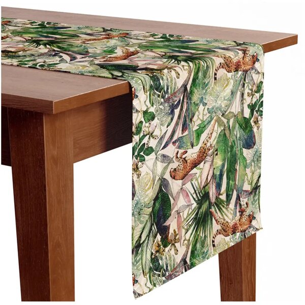Runner tavolo Pergamena savana - tropicale ghepardi, beige