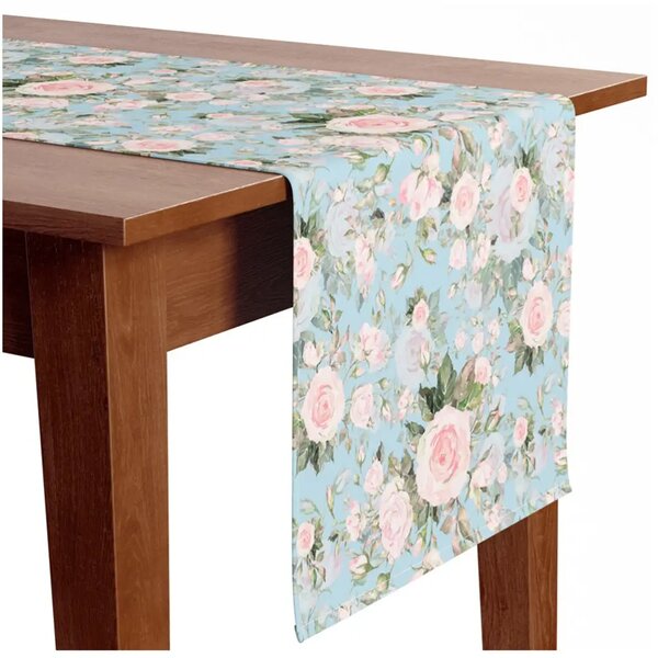 Runner tavolo Quadro fugace - rose cottagecore, blu