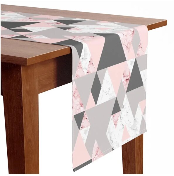 Runner tavolo Triangoli polvere - minimalista rosa