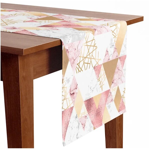 Runner tavolo Patchwork geometrico - triangoli marmo oro