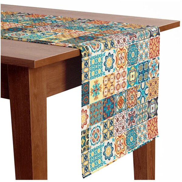 Runner tavolo Arabesco spagnolo - motivo patchwork ispirato alla ceramica