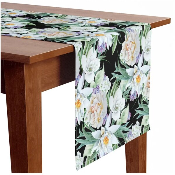 Runner tavolo Nenufari e peonie - elegante composizione floreale in stile vintage