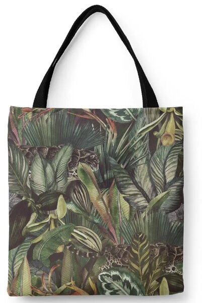 Borsa a sacco Tigri tra le foglie - composizione ispirata alla giungla tropicale