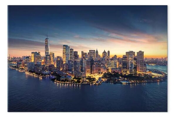 Quadro moderno Grattacieli di New York - vista della città statunitense di notte