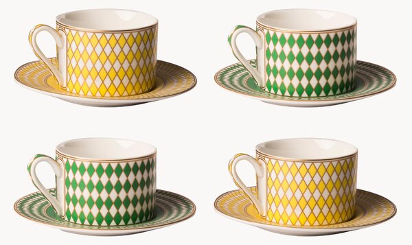 Set di 4 tazze da caffè con piattino Chess