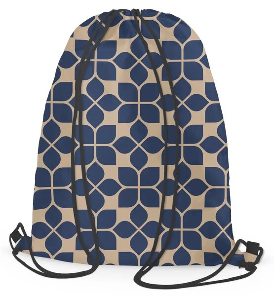 Sacca zaino Piastrelle orientali - motivo ispirato alla ceramica beige e blu