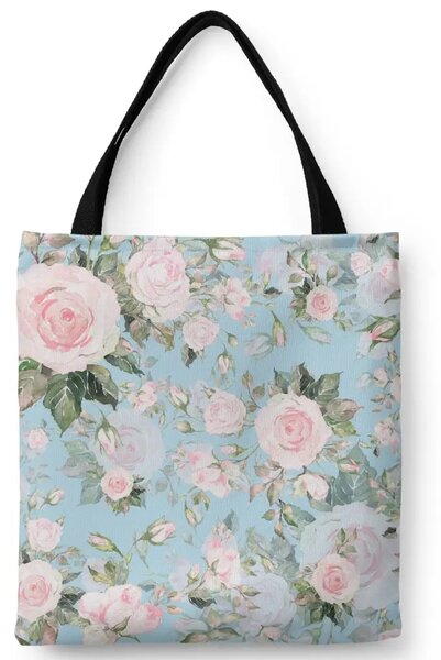 Borsa a sacco Quadro fugace - rose cottagecore su blu