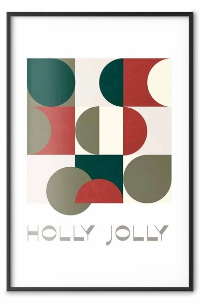 Poster: Holly jolly - forme geometriche nei colori natalizi
