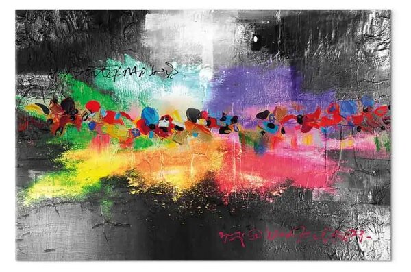 Quadro moderno Colori dell'arcobaleno - astratto colorato con texture