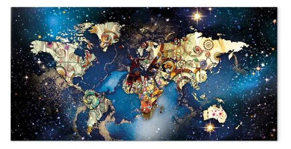 Quadro su tela Mappa astratta - il mondo di Klimt accentuato da stelle