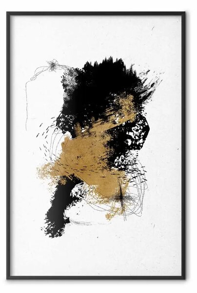Poster: Wild shoal - grafica astratta con motivi naturalistici e oro