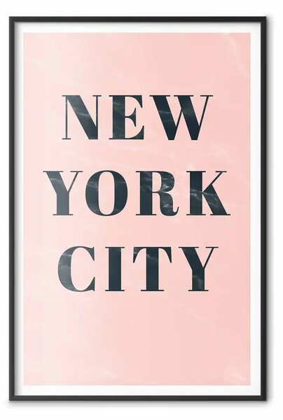 Poster: New York in stile glamour - scritta nera su sfondo rosa