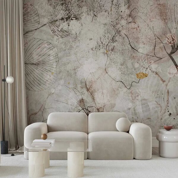 Carta da parati Affresco floreale - piante naturali come decorazione murale