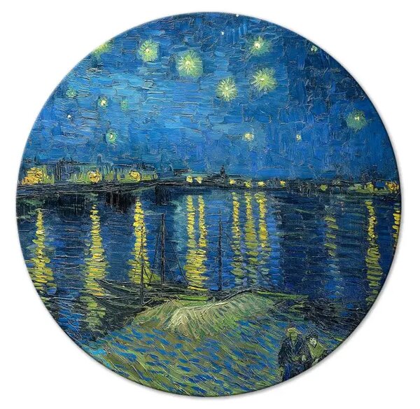 Quadro rotondo Vincent van Gogh - Notte stellata sul Rodano con barca
