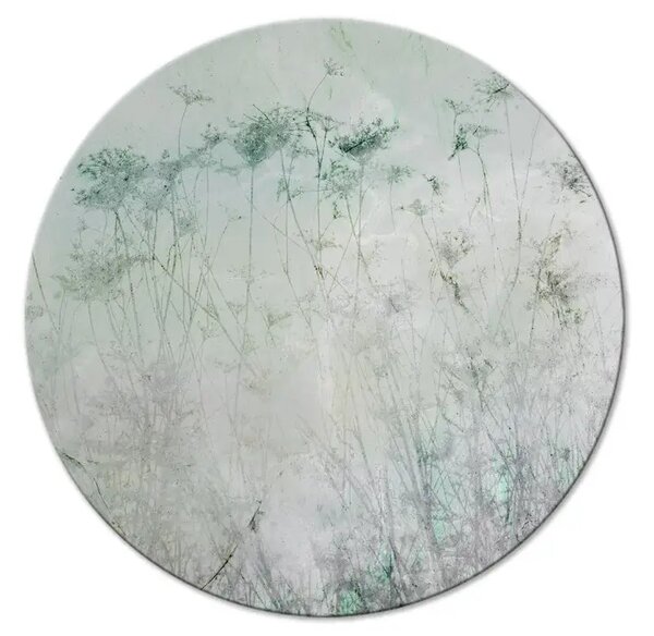 Quadro rotondo Vecchia fotografia - erbe alte e secche in verde tenue