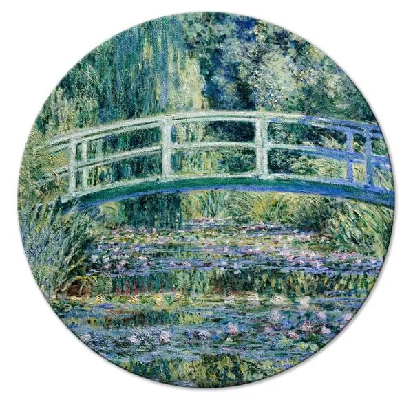 Quadro rotondo Ponte giapponese a Giverny - paesaggio forestale con fiume