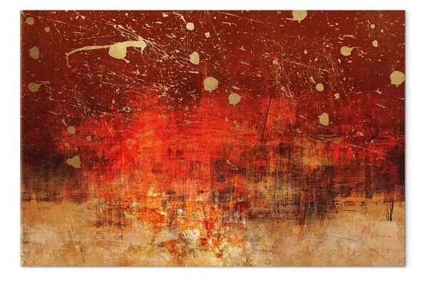 Quadro contemporaneo Etude of colour - sfondo astratto dai colori oro e rosso