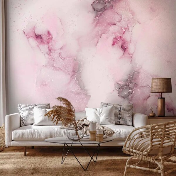 Carta da parati Impronta di marmo - elegante astrazione in tonalità rosa