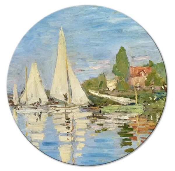 Quadro rotondo Regata ad Argenteuil, Claude Monet - barche a vela su fiume