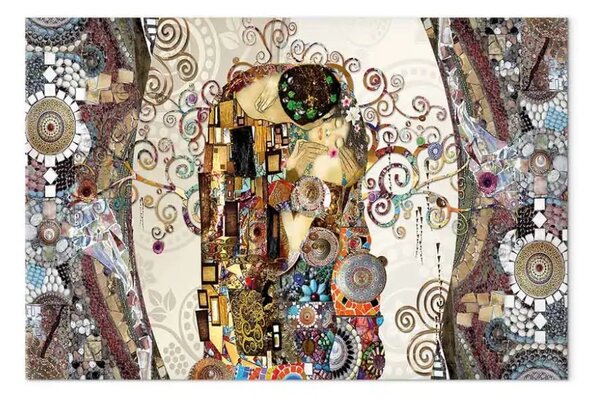 Quadro moderno Il bacio degli innamorati - colorata ispirazione klimtiana