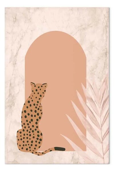 Quadro Ghepardo seduto - felino, sfondo marmoreo
