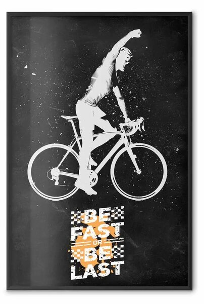 Poster: Ciclista trionfante - ragazzo in bicicletta e slogan motivazionale