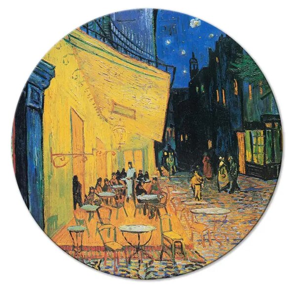 Quadro rotondo Terrazza di un caffè di notte, Vincent van Gogh - strada francese