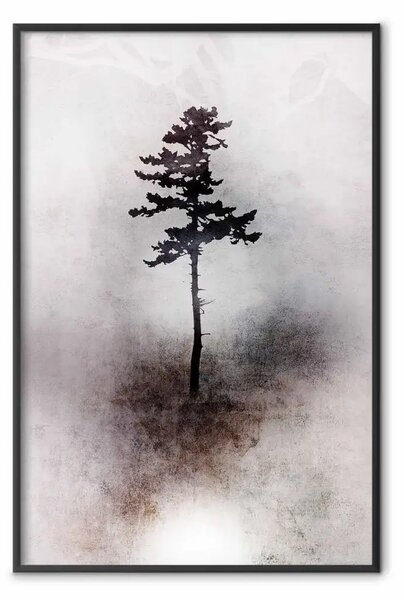 Poster: Paesaggio - albero su sfondo grigio-marrone con texture fine