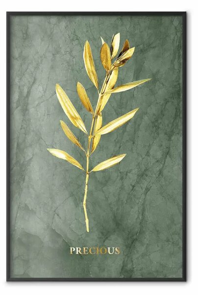 Poster: Pianta originale - frammento di ulivo su sfondo di marmo