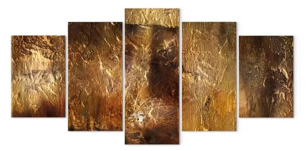 Quadro moderno Tesoro (5-parte) vasto - astrazione dorata
