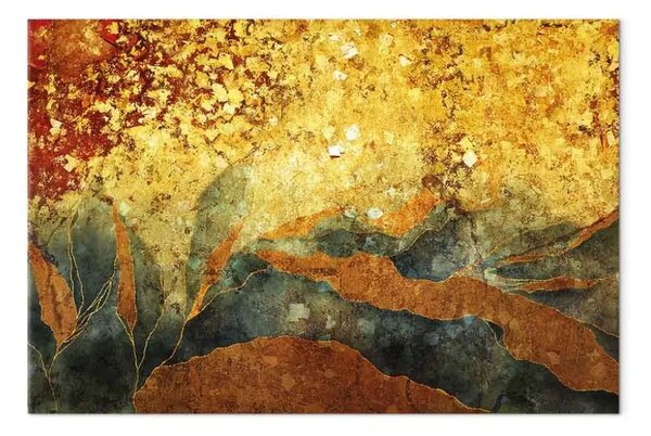 Quadro contemporaneo Terra d'oro dimenticata - astrazione nei gialli