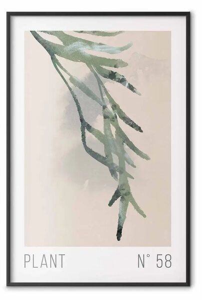 Poster: Pianta numero 58 - ramo verde su sfondo beige
