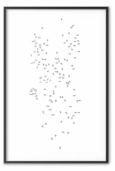 Poster: Caos numerico - punti neri con numeri su sfondo bianco