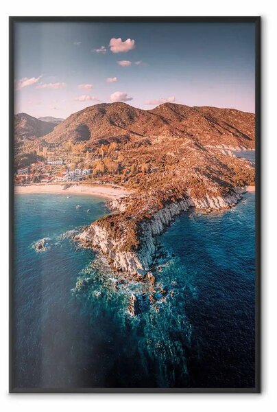 Poster: Scogliera a Kalamitsi - paesaggio marino con splendida costa e spiagge