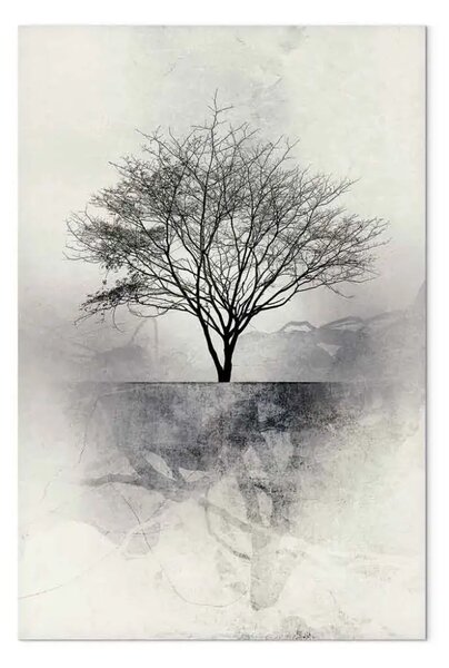 Quadro moderno Paesaggio - albero solitario su sfondo astratto chiaro