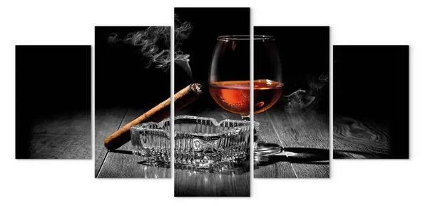 Quadro contemporaneo Intrattenimento notturno (5-parte) - alcool e fumo su sfondo vintage