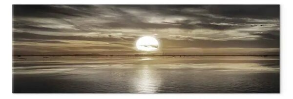 Quadro Tramonto sul mare - crepuscolo romantico in colori seppia
