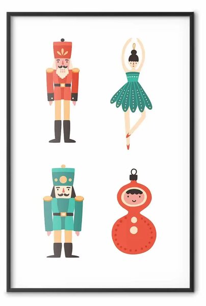 Poster: Giocattoli per l'albero di Natale - ballerina e soldatini festivi