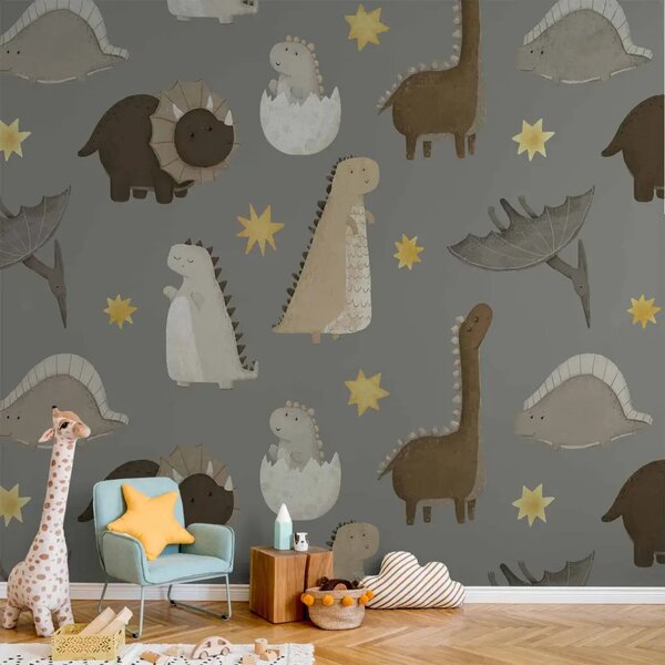 Carta da parati Dinosauri per bambini - animali giurassici tra le stelle