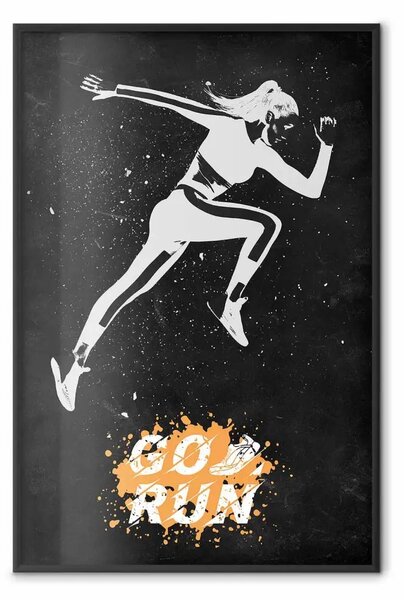 Poster: Corridore - donna in abbigliamento sportivo e slogan motivazionale