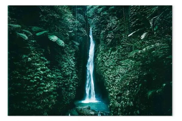 Quadro Paesaggio nella giungla - cascata montana tra il verde