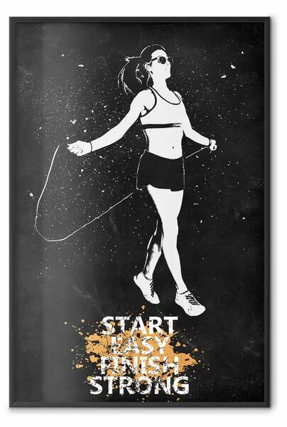 Poster: Ragazza che si allena - donna felice in riscaldamento