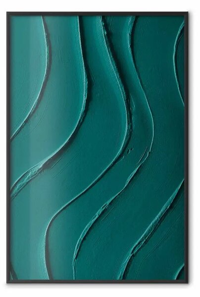 Poster: Astrazione verde scuro - struttura chiara di materia e forme