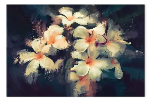 Quadro su tela Mazzo in luce - fiori chiari su sfondo contrastante