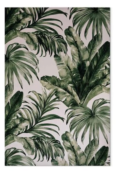 Quadro Natura tropicale - grandi foglie verde scuro su sfondo grigio